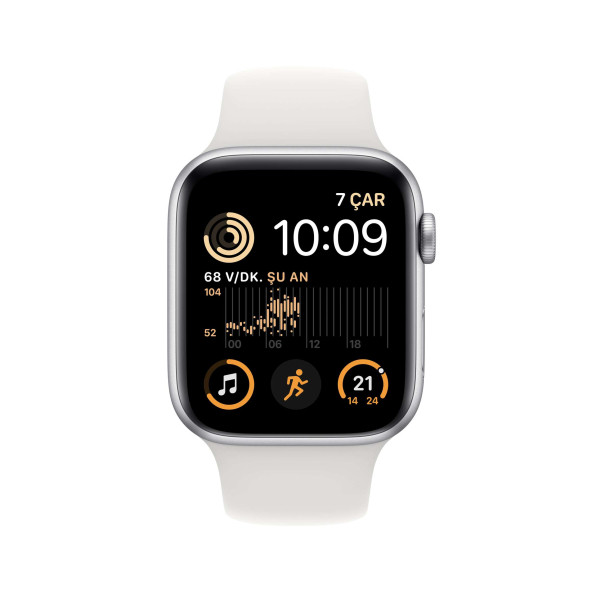 Apple Watch SE GPS 44mm Gümüş Rengi Alüminyum Kasa - Beyaz Spor Kordon MNK23TU/A-Teşhir - 3