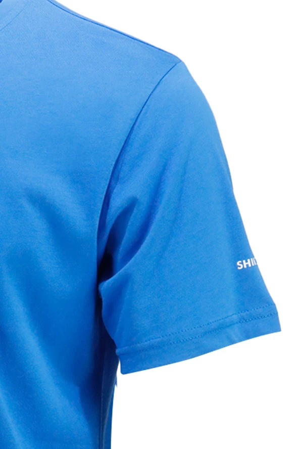 Erkek Bisiklet Yaka Standart Fit Göğüs Baskılı Royal Mavi T-Shirt - Resim 3