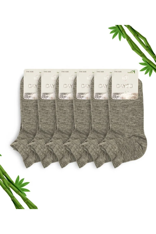 Bambu Erkek Dikişsiz Premium Patik Gri Melanj Çorap 6'lı Set 47-50