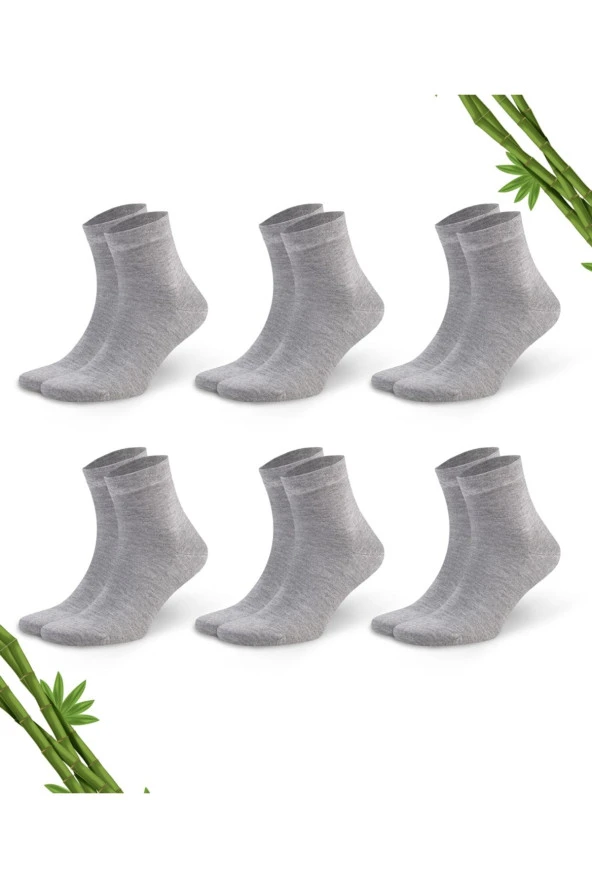 Premium Yazlık Grimelanj Renk Dikişsiz Erkek Bambu Yarım Konç Çorap 6'lı Set