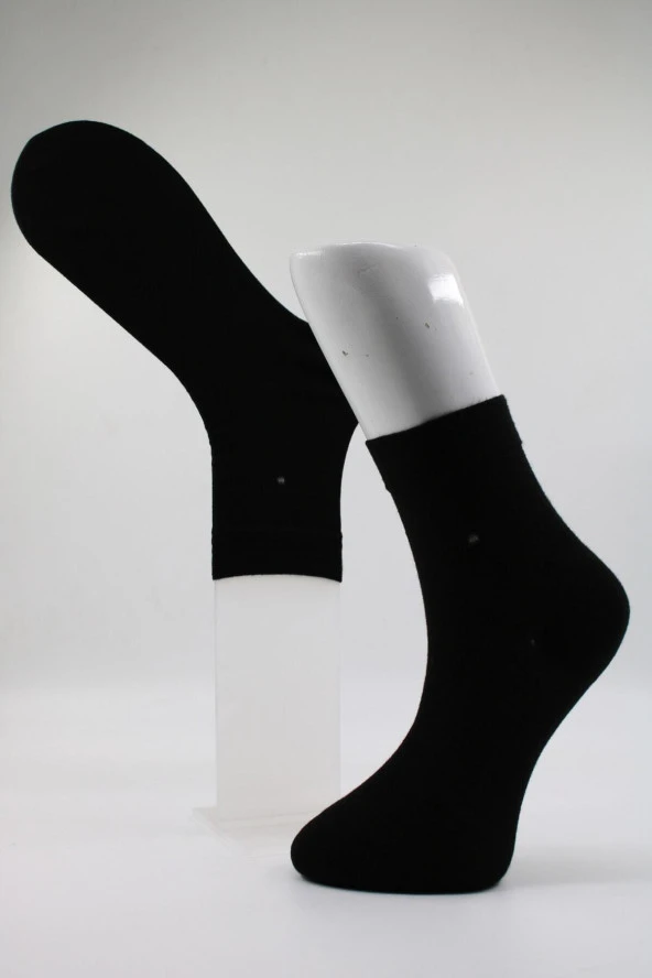 Premium Kışlık Siyah Renk Dikişsiz Erkek Bambu Yarım Konç Çorap 6'lı Set - 2