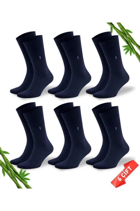 Premium Dikişsiz Klasik Uzun Lacivert Yazlık Erkek Bambu Soket Çorap 6lı Hediyelik Kutulu Set - Resim 2