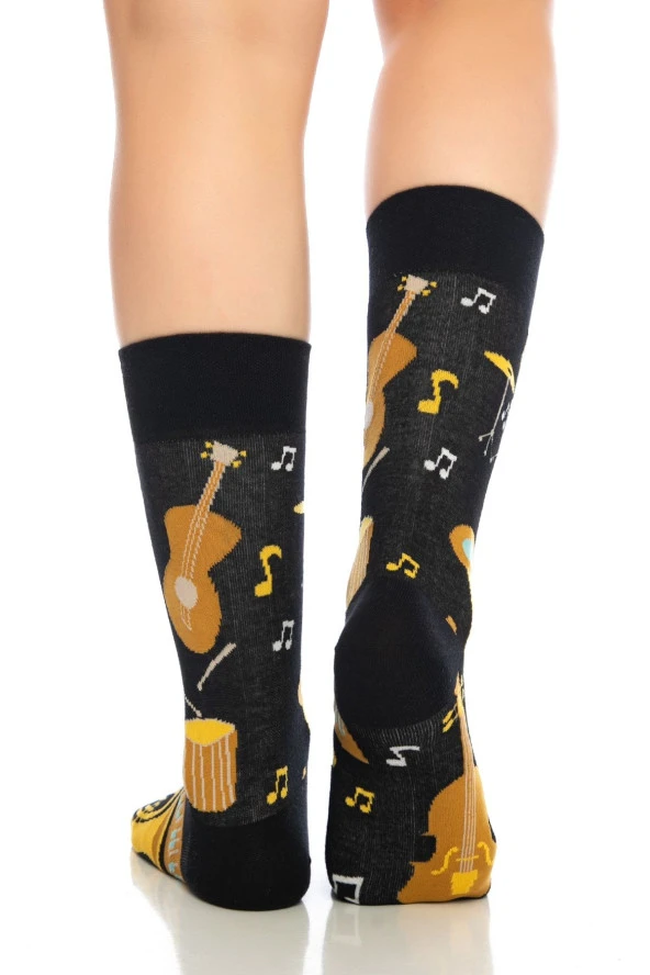 Unisex Müzik Desenli Renkli Soket Çorap - 4