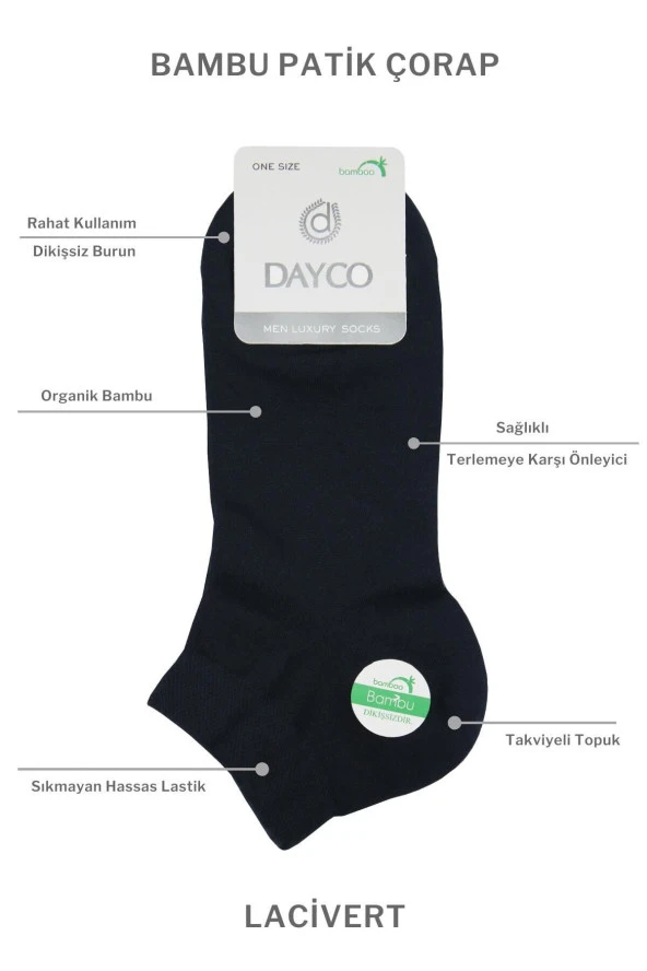 Bambu Erkek Dikişsiz Premium Patik Lacivert Çorap 6'lı Set - 3