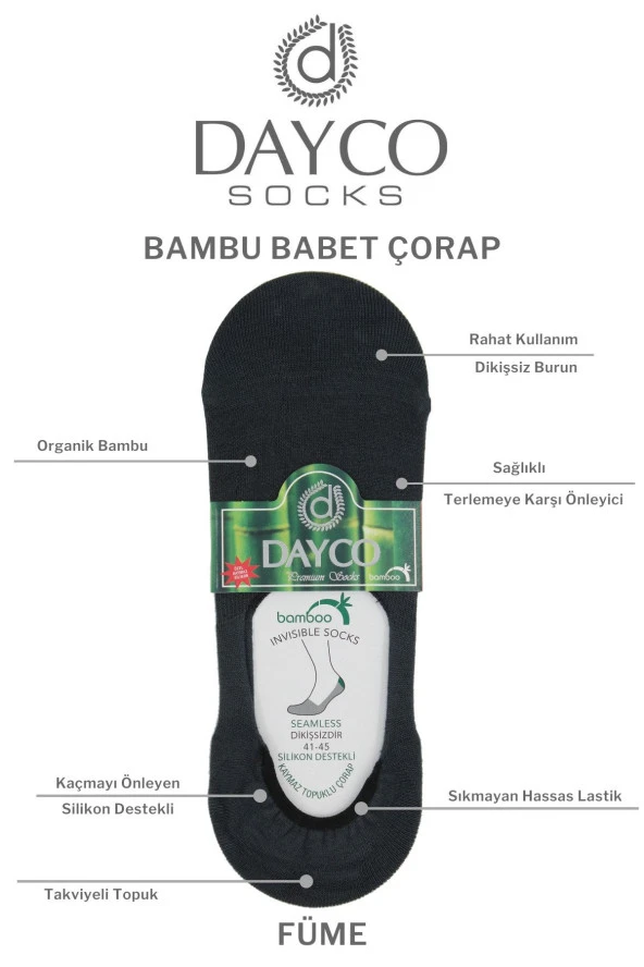 Erkek 4'lü Bambu Babet Çorabı SİYAH/LACİVERT/GRİ/FÜME - 4