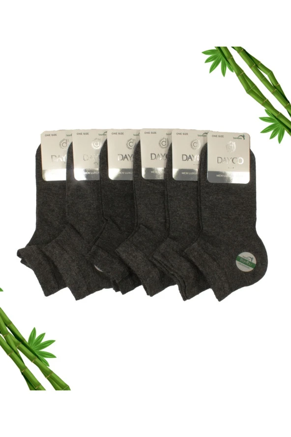 Premium Dikişsiz Erkek Bambu Patik Çorap 6'lı Antrasit Set - 10500-ant