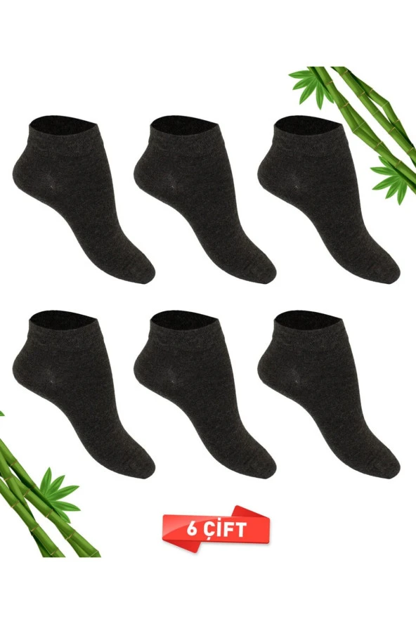 Premium Dikişsiz Erkek Bambu Patik Çorap 6'lı Antrasit Set - 10500-ant - 2