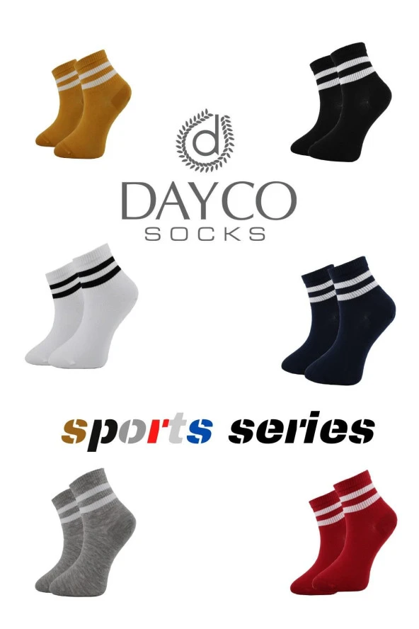 Renkli Tenis Çizgili Kadın Kolej Çorabı 6 Çift - 652-36-40 - 3