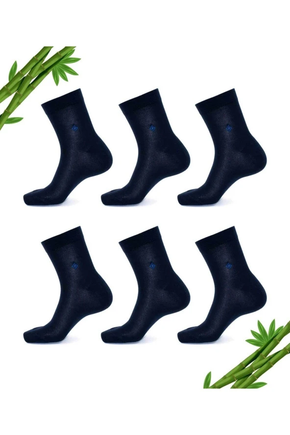 Premium Yazlık Lacivert Renk Dikişsiz Erkek Bambu Yarım Konç Çorap 6'lı Set