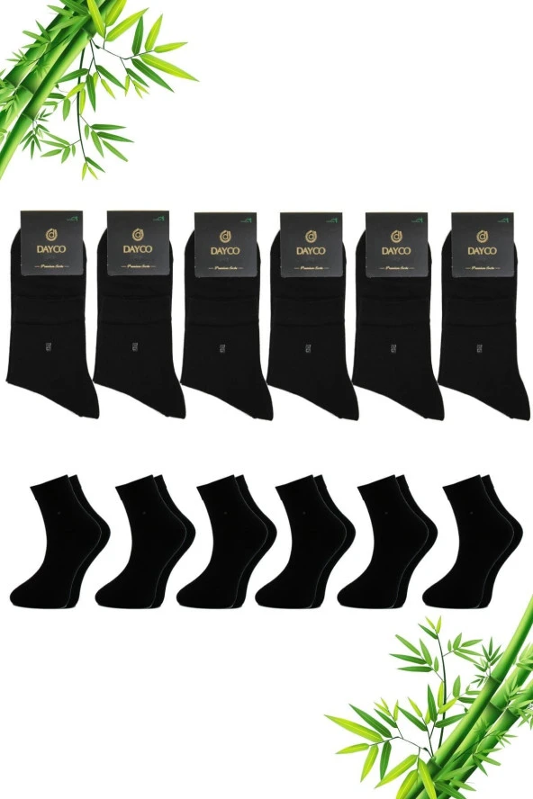 Premium Yazlık Siyah Renk Dikişsiz Erkek Bambu Yarım Konç Çorap 6'lı Set