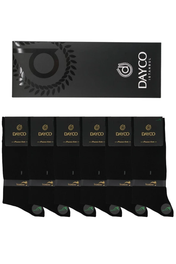 Premium Dikişsiz Klasik Uzun Siyah Yazlık Erkek Bambu Soket Çorap 6lı Hediyelik Kutulu Set - 3
