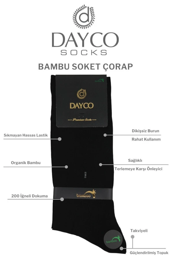 Premium Dikişsiz Klasik Uzun Siyah Yazlık Erkek Bambu Soket Çorap 6lı Hediyelik Kutulu Set - 4