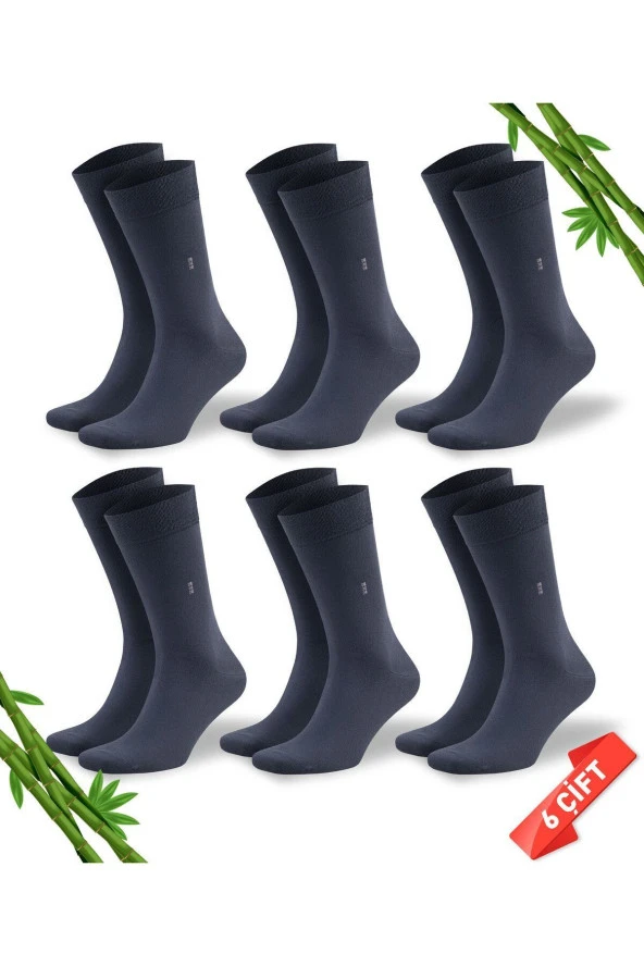 Premium Dikişsiz Klasik Uzun Füme Yazlık Erkek Bambu Soket Çorap 6lı Hediyelik Kutulu Set - Resim 2