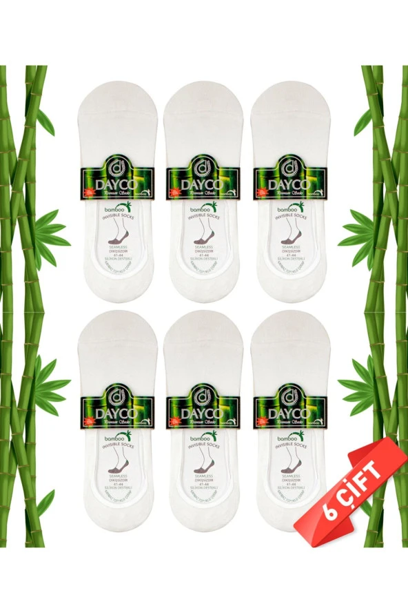 Premium Dikişsiz Erkek Bambu Babet Çorap 6'lı Beyaz Set (GÖRÜNMEZ ÇORAP)