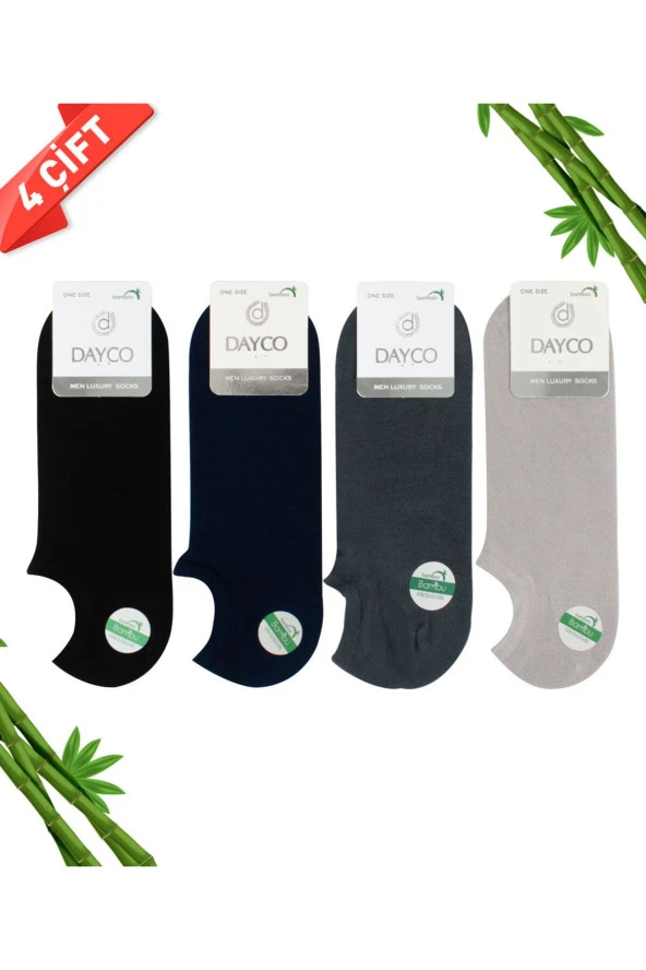 Premium Bambu Dikişsiz Sneakers Görünmez Spor Çorap 4'lü Asorti