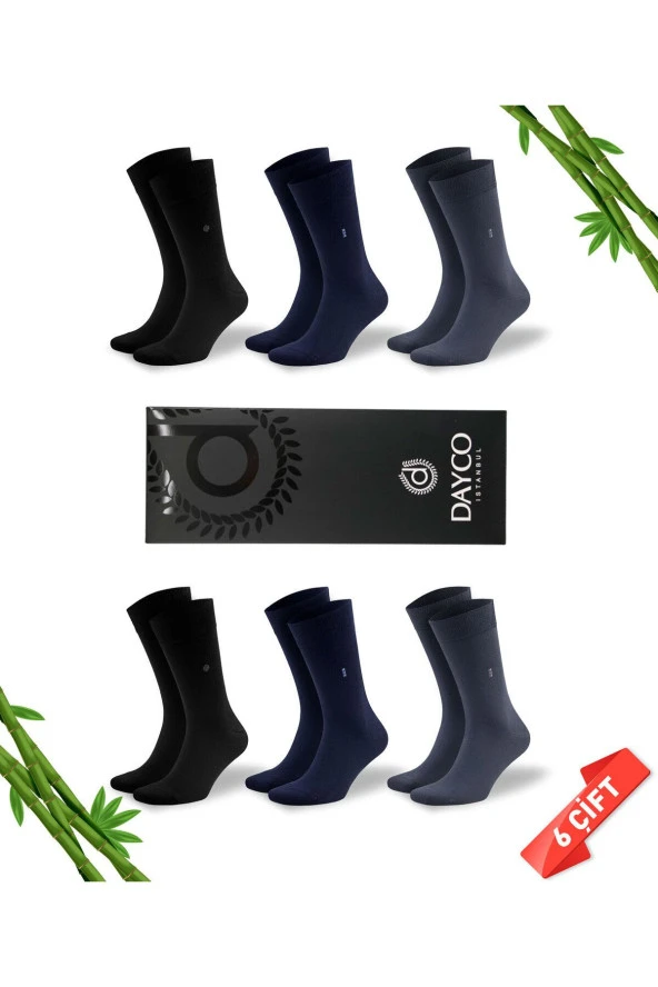 Premium Dikişsiz Klasik Uzun Yazlık Erkek Bambu Soket Çorap 6lı Hediyelik Kutulu Asorti Set - 2