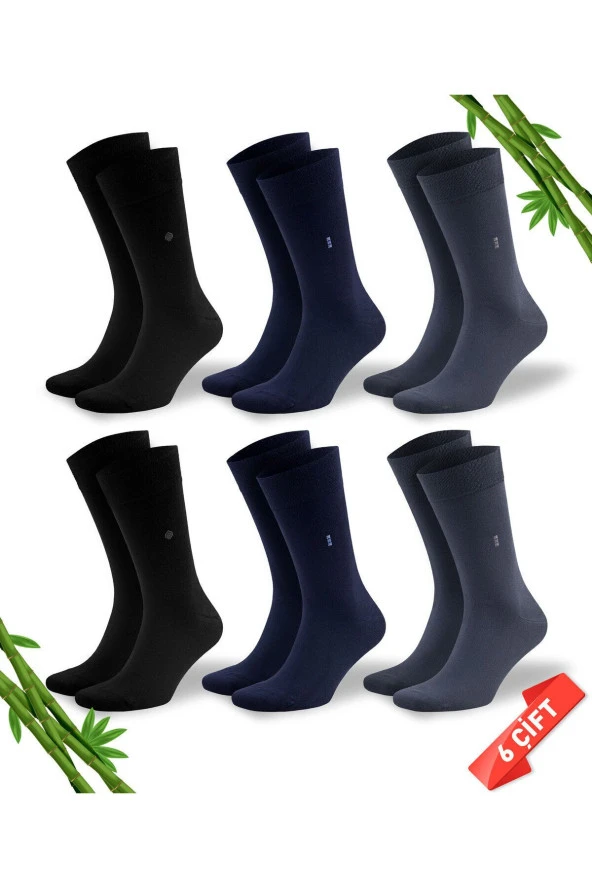 Premium Dikişsiz Klasik Uzun Yazlık Erkek Bambu Soket Çorap 6lı Hediyelik Kutulu Asorti Set - 3