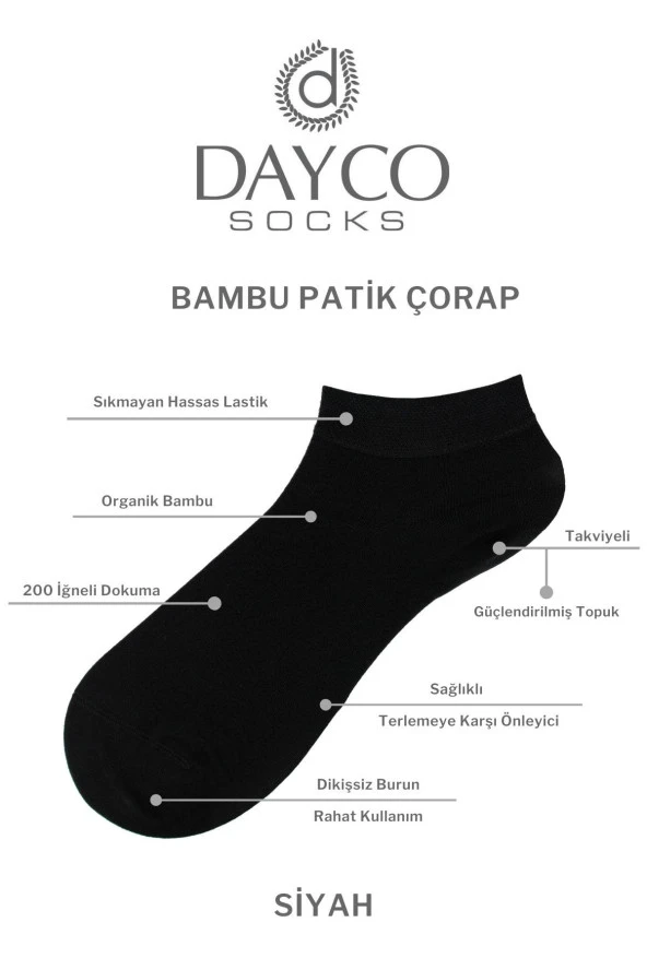 Kadın Siyah 6'lı Patik Çorap - 2