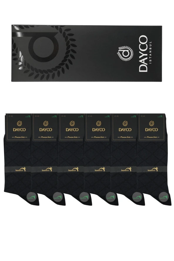 Premium Dikişsiz Yazlık Erkek Bambu Soket Çorap 6'lı Set Kutulu Jakarlı Siyah - 10201 - 41-44 - 1