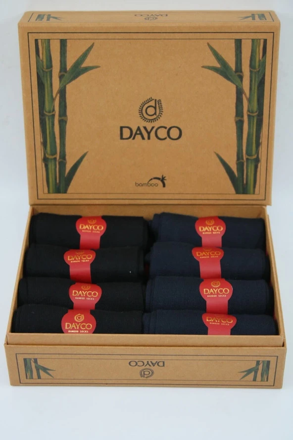 Premium Dikişsiz Yazlık Bambu Çorap 8'li Set Kraft Kutulu 4 Siyah 4 Lacivert - 476 - 41-44 - 2