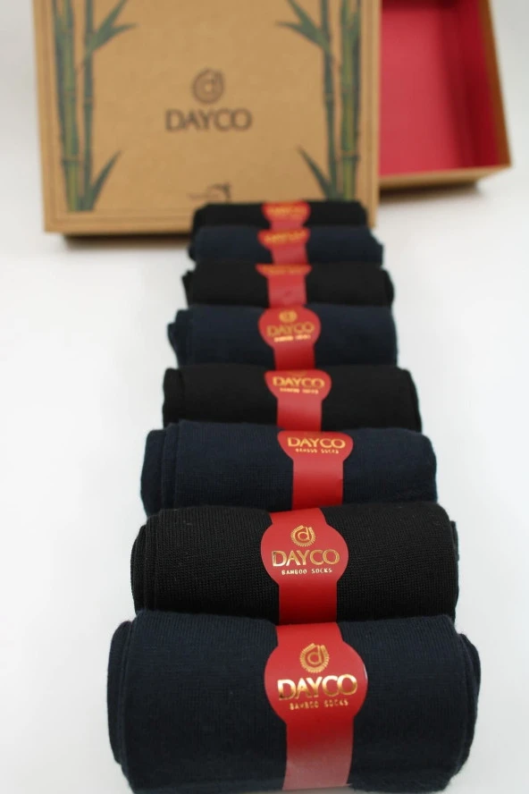 Premium Dikişsiz Yazlık Bambu Çorap 8'li Set Kraft Kutulu 4 Siyah 4 Lacivert - 476 - 41-44 - 3