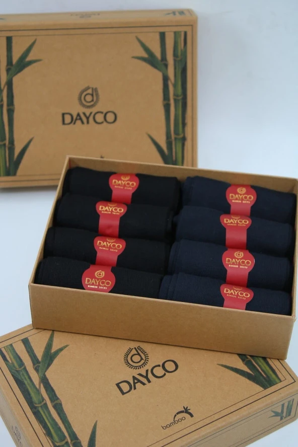 Premium Dikişsiz Yazlık Bambu Çorap 8'li Set Kraft Kutulu 4 Siyah 4 Lacivert - 476 - 41-44 - 4