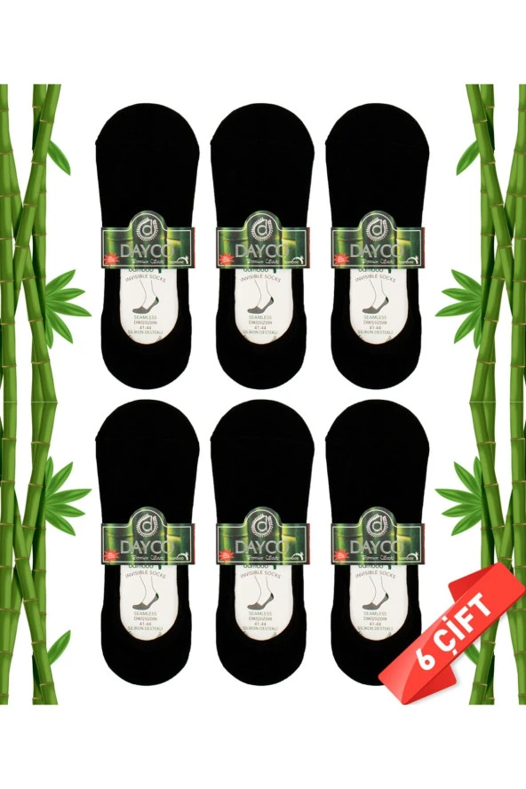 Premium Erkek Siyah Babet Bambu Çorap 6'lı Set