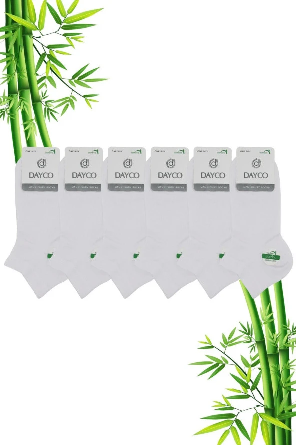 Erkek 6'lı Dikişsiz Premium Bambu Patik Çorap Beyaz - 2