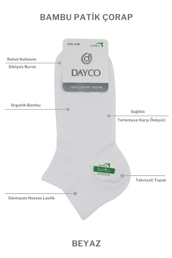 Erkek 6'lı Dikişsiz Premium Bambu Patik Çorap Beyaz - 3