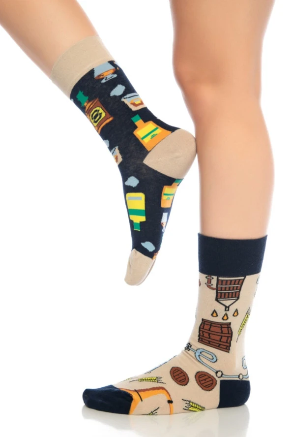 Unisex Fıçı Desenli Renkli Burnu Dikişsiz Soket Çorap - 4