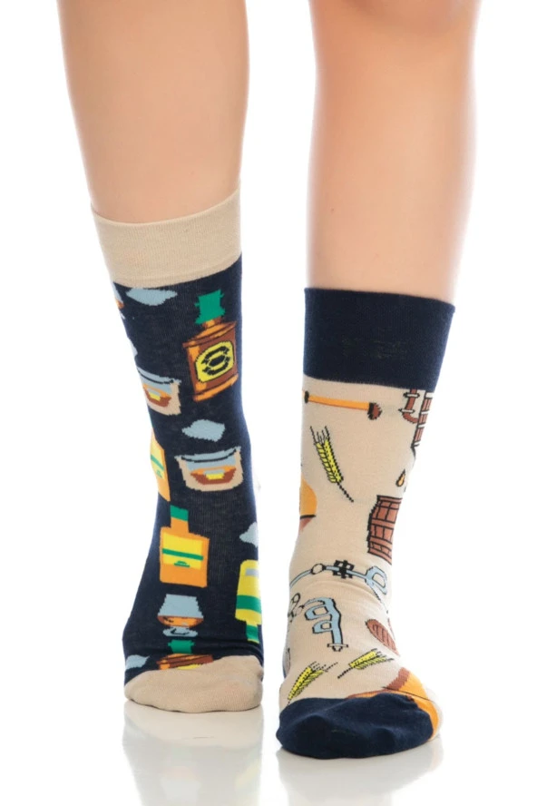 Unisex Fıçı Desenli Renkli Burnu Dikişsiz Soket Çorap - 6