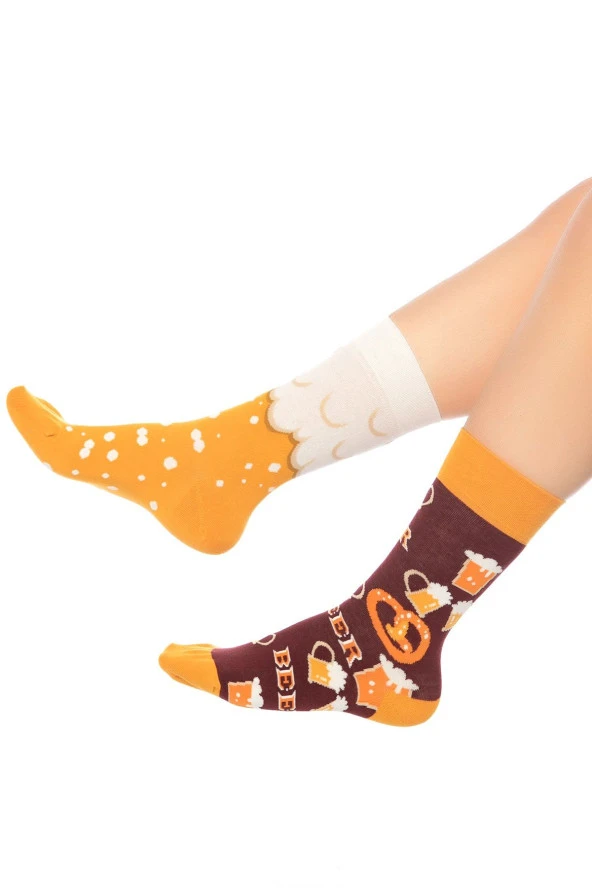 Unisex Beer Desenli Renkli Soket Çorap - Resim 6