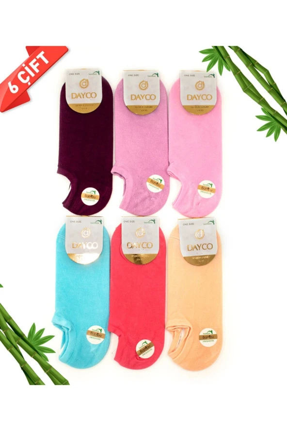 Dikişsiz Bambu Görünmez Kadın Sneakers Renkli Çorap 6'lı Asorti Paket