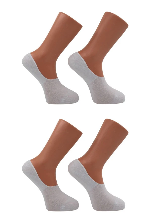 Beyaz Renk Erkek 4'lü Dikişsiz Bambu Babet Çorap - 2