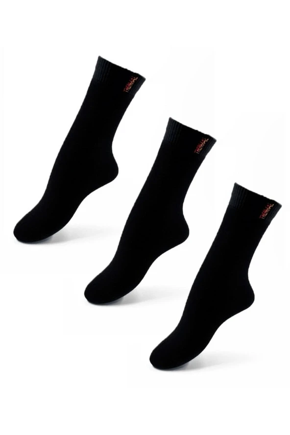 Premium Siyah Renk Kadın Dikişsiz Termal Çorap 3'lü Avantaj Paketi