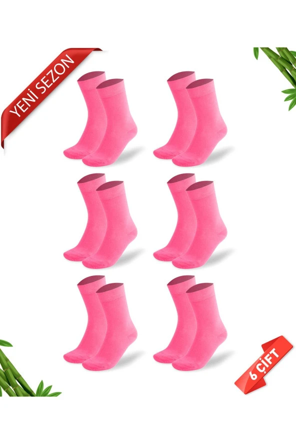 Premium Dikişsiz Pembe Kadın Bambu Soket Çorap - 35-38 - 350-PMB