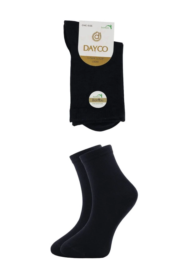 Kadın Lacivert Burnu Dikişsiz Premium Bambu Çorap 6'lı - 2