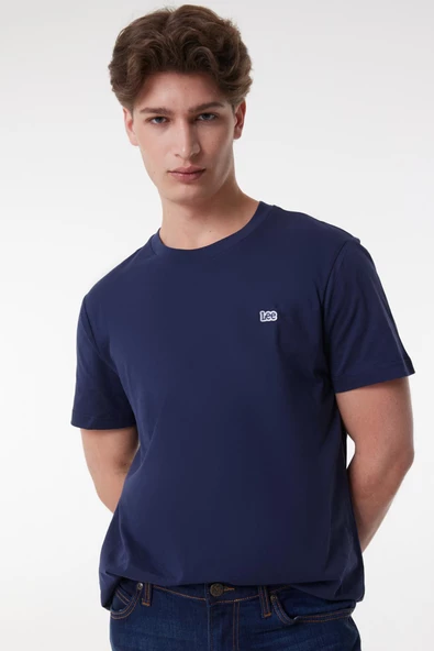 Kısa Kollu Sıfır Yaka T-Shirt Navy