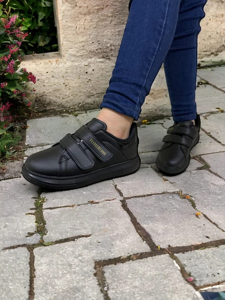 Noah Siyah Garantili Unisex Çocuk Cırtlı Rahat Günlük Sneaker Ayakkabı Noah-6327 - Resim 6