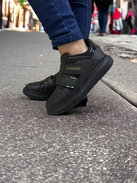 Noah Siyah Garantili Unisex Çocuk Cırtlı Rahat Günlük Sneaker Ayakkabı Noah-6327 - Resim 2