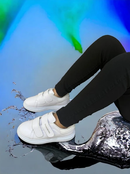 Noah Beyaz Garantili Unisex Çocuk Cırtlı Rahat Günlük Sneaker Ayakkabı Noah-6327 - Resim 4