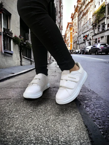 Noah Beyaz Garantili Unisex Çocuk Cırtlı Rahat Günlük Sneaker Ayakkabı Noah-6327 - Resim 6