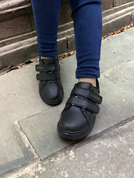 Noah Siyah Garantili Unisex Çocuk Cırtlı Rahat Günlük Sneaker Ayakkabı Noah-6327 - Resim 7