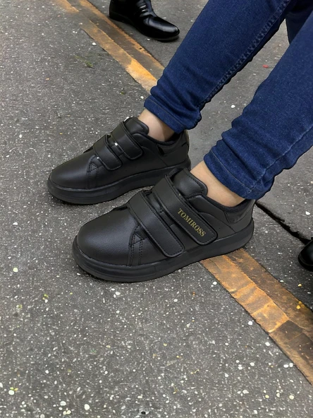 Noah Siyah Garantili Unisex Çocuk Cırtlı Rahat Günlük Sneaker Ayakkabı Noah-6327 - Resim 4