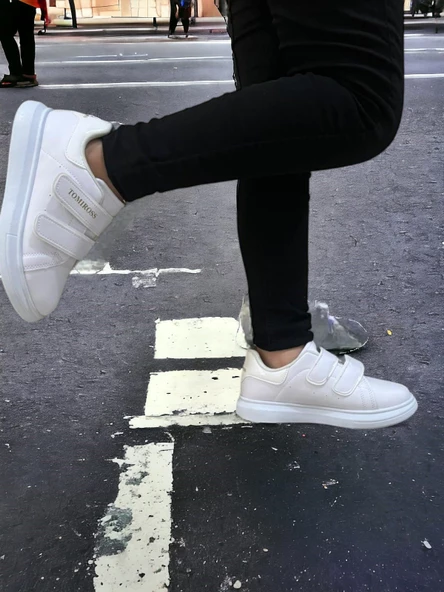 Noah Beyaz Garantili Unisex Çocuk Cırtlı Rahat Günlük Sneaker Ayakkabı Noah-6327 - 5