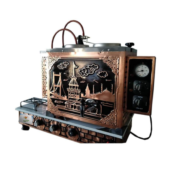 2 Demlikli Bakır Çay Ocağı Boğaziçi model 2 Gözlü Bakır Çay Kazanı Elektrik + Tüplü Bakır Çay Semaveri Ets Sistemli - 2