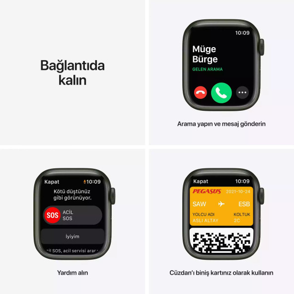 Apple Watch Series 7 GPS 41mm Yeşil Alüminyum Kasa - Yonca Spor Kordon MKHT3TU/A-Teşhir - 2