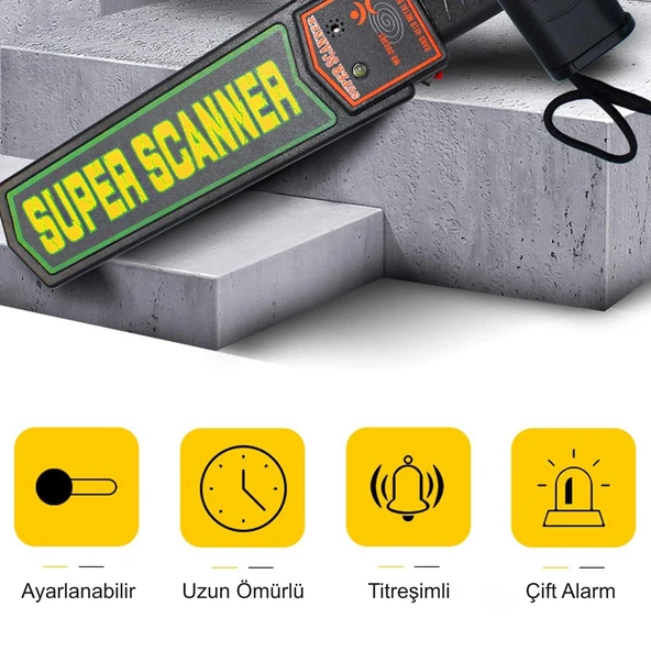 HyMark Süper Scanner MD-3003B1 El Tipi Üst Arama Dedektörü 9V Pil Dahil - Resim 3