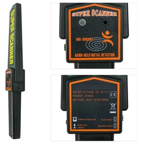 HyMark Süper Scanner MD-3003B1 El Tipi Üst Arama Dedektörü 9V Pil Dahil - Resim 2