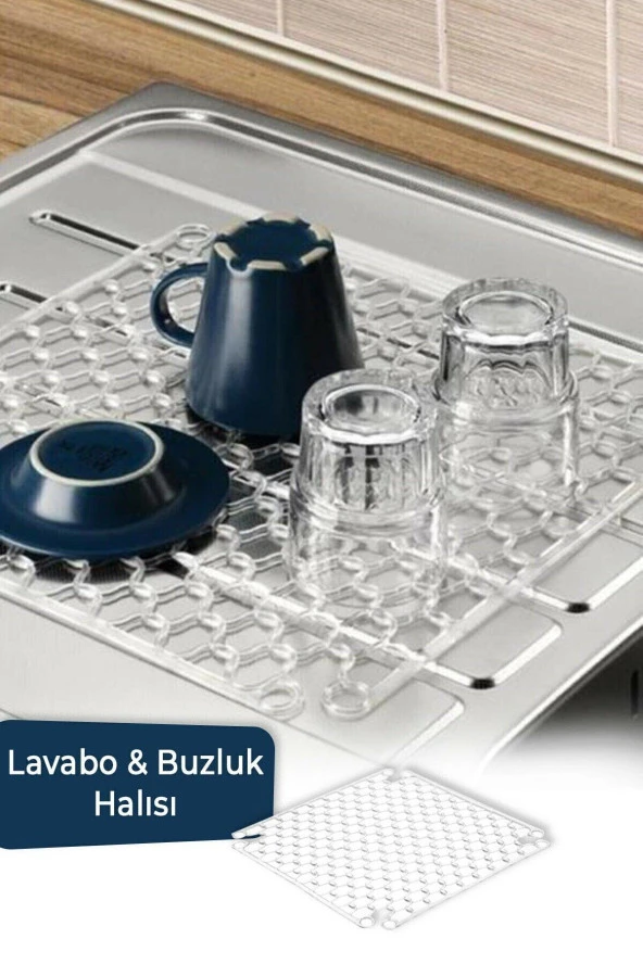 Kare Lavabo Ve Buzluk Matı Şeffaf Lavabo Halısı 32 X32 Cm